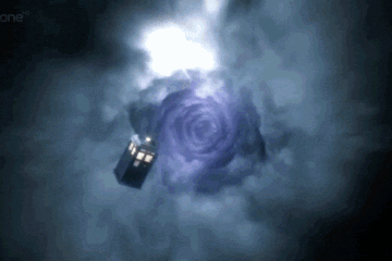 The TARDIS spins through the vortex in the 11th Doctor's title sequence